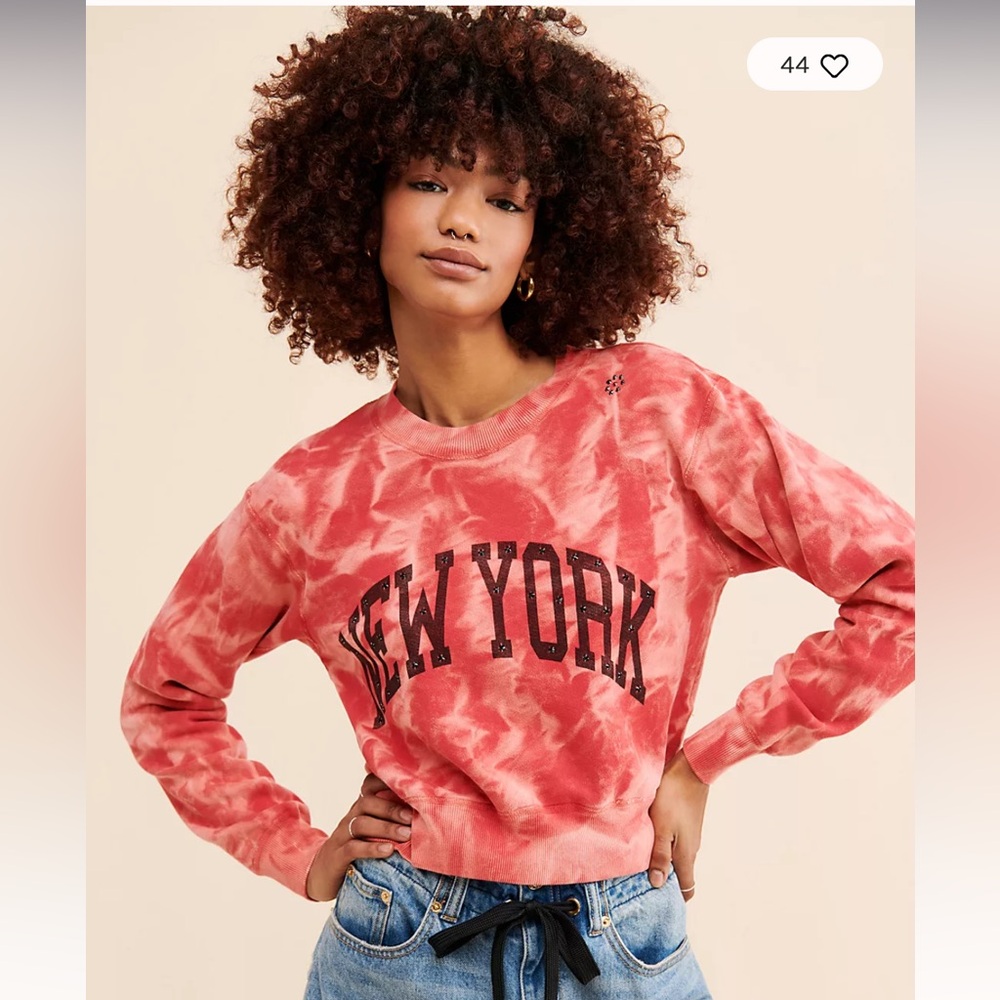 NEW YORK Tie-Dye Crewneck Sweatshirt - Pink